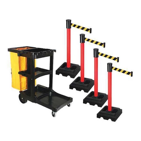 Barrier Systems, Black/Yellow, 15 ft Length, 40 in Post Height MPN:PSBK322PRD-BYD