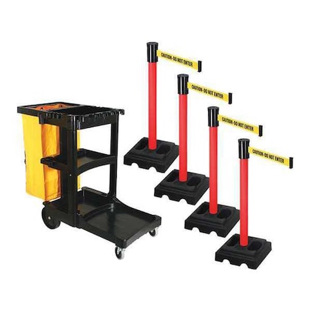 Barrier Systems, 15 ft Length, 40 in Post Height, Caution Do Not Enter MPN:PSBK322PRD-CAU