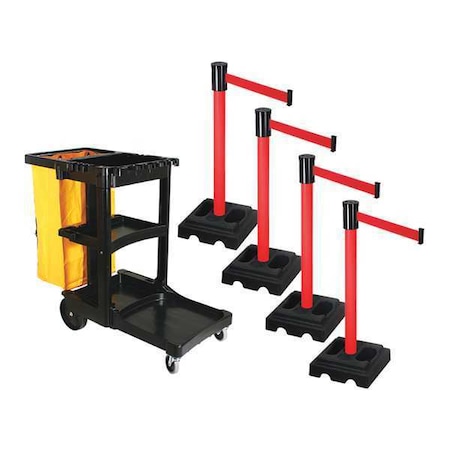 Barrier Systems, Red, 15 ft Length, 40 in Post Height MPN:PSBK322PRD-RD