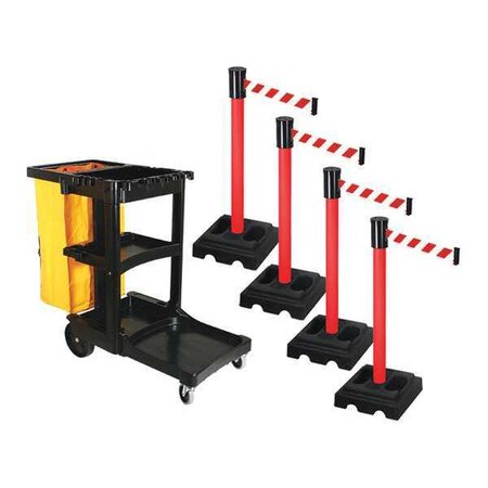 Barrier Systems, Red/White, 15 ft Length, 40 in Post Height MPN:PSBK322PRD-RWD