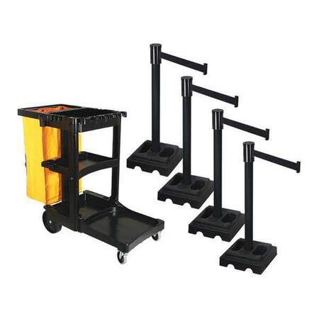 Barrier Systems, Black, 15 ft Length, 40 in Post Height MPN:PSBK322PSB-BK