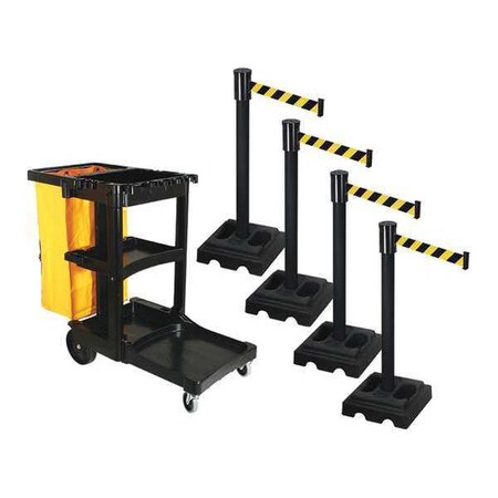 Barrier Systems, Black/Yellow, 15 ft Length, 40 in Post Height MPN:PSBK322PSB-BYD