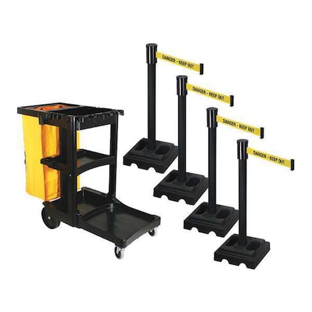 Barrier Systems, 15 ft Length, 40 in Post Height, Danger Keep Out MPN:PSBK322PSB-DKO
