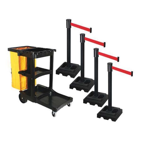 Barrier Systems, Red, 15 ft Length, 40 in Post Height MPN:PSBK322PSB-RD
