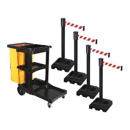 Barrier Systems, Red/White, 15 ft Length, 40 in Post Height MPN:PSBK322PSB-RWD