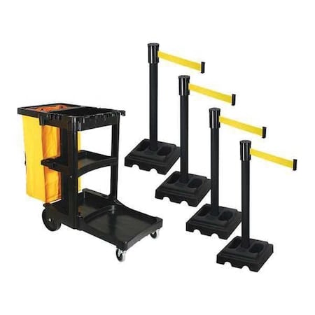 Barrier Systems, Yellow, 15 ft Length, 40 in Post Height MPN:PSBK322PSB-YW