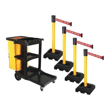 Barrier Systems, 15 ft Length, 40 in Post Height, ARC Flash Zone - Keep Out MPN:PSBK322PYW-ARC