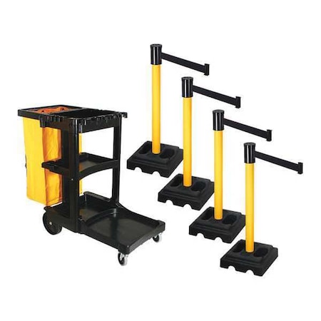Barrier Systems, Black, 15 ft Length, 40 in Post Height MPN:PSBK322PYW-BK