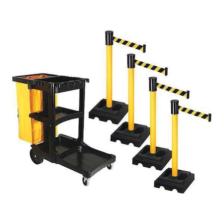 Barrier Systems, Black/Yellow, 15 ft Length, 40 in Post Height MPN:PSBK322PYW-BYD