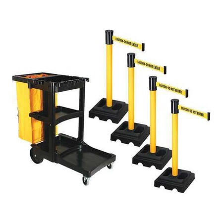 Barrier Systems, 15 ft Length, 40 in Post Height, Caution Do Not Enter MPN:PSBK322PYW-CAU