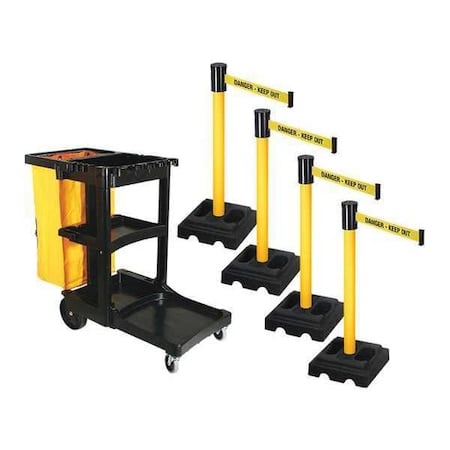 Barrier Systems, 15 ft Length, 40 in Post Height, Danger Keep Out MPN:PSBK322PYW-DKO