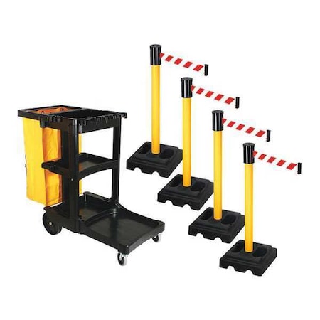 Barrier Systems, Red/White, 15 ft Length, 40 in Post Height MPN:PSBK322PYW-RWD