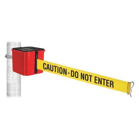 Belt Barrier, Red, Yllw/Blk Text Belt, 4