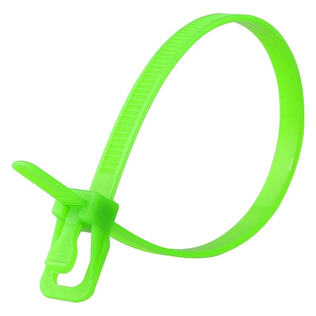 Cable Tie, 8 in L, 2.16 in Max Bundle Dia., Fluorescent Green, Nylon 6/6, 50 lb Strength, 100 PK MPN:EVT-S08FG-TA