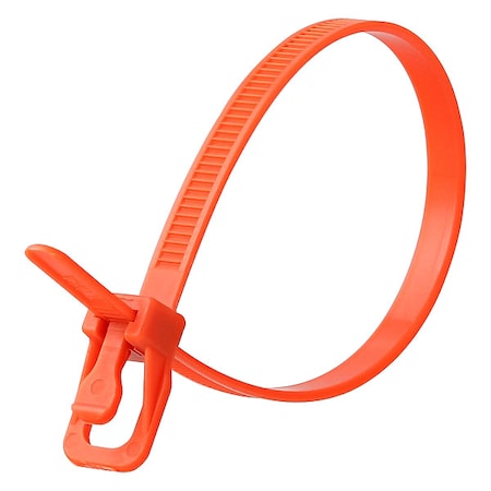 Cable Tie, 8 in L, 2.16 in Max Bundle Dia., Orange, Nylon 6/6, 50 lb Strength, 100 PK MPN:EVT-S08OR-TA