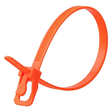 Cable Tie, 10 in L, 2.70 in Max Bundle Dia., Fluorescent Orange, Nylon 6/6, 50 lb Strength, 100 PK MPN:EVT-S10FO-TA