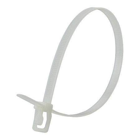 Reusable Cable Ties, 8 in L, 55 mm Max Bundle Dia., Natural, Nylon 6/6, 120 lb Strength, 20 PK MPN:WKT-S08NL-HA