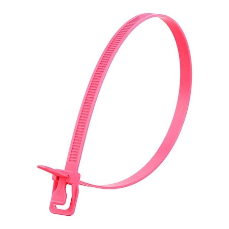 Reusable Cable Ties, 14 in L, 100 mm Max Bundle Dia., Fluorescent Pink, Nylon 6/6, 120 lb Strength MPN:WKT-S14FP-HA