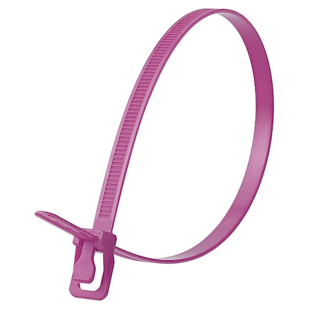 Cable Tie, 14 in L, 4.33 in Max Bundle Dia., Purple, Nylon 6/6, 120 lb Strength, 100 PK MPN:WKT-S14PR-TA