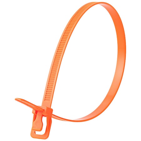 Cable Tie, 18 in L, 5 in Max Bundle Dia., Fluorescent Orange, Nylon 6/6, 120 lb Strength, 20 PK MPN:WKT-S18FO-HA