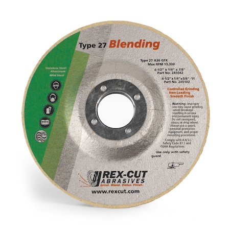 Grinding Disc 4 1/2 X 1/4 X 7/8 T27 A36 Gfx MPN:245042