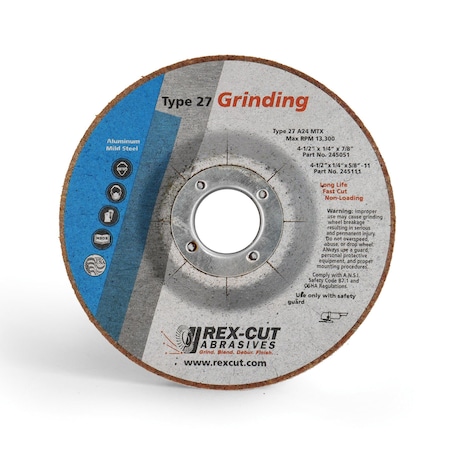 Grinding Disc 4 1/2 X 1/4 X 7/8 T27 A24 Mtx MPN:245051
