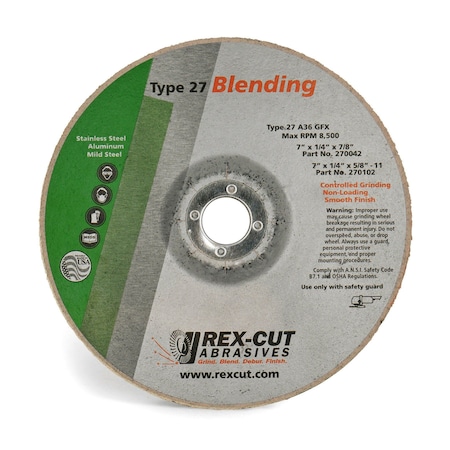 Grinding Disc 7 X 1/4 X 7/8 T27 A36 Gfx MPN:270042