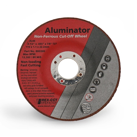 Aluminator Cut Off Wheel 4 1/2 X .045 X 7/8 T27 Aluminator MPN:800300