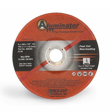 Aluminator Cut Off Wheel 6 X .045 X 7/8 T27 Aluminator MPN:800302