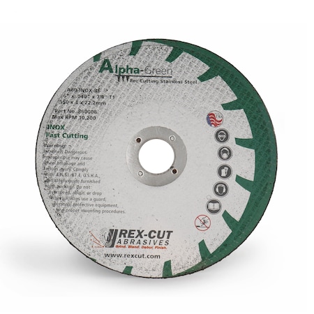 Alpha Green Cut Off Wheel 6 X .040 X 7/8 T1 Alpha Green MPN:860008