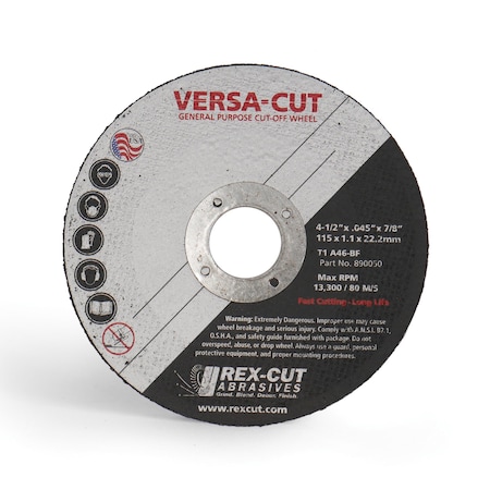 Versa-Cut Cut Off Wheel 4 1/2 X .045 X 7/8 T1 Versa-Cut MPN:890050