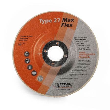 Max Flex Grinding Disc 5 X 7/8 T27 Max Flex A36 MPN:891030