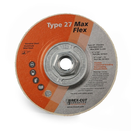 Max Flex Grinding Disc 5 X 5/8-11 T27 Max Flex A54 MPN:891033