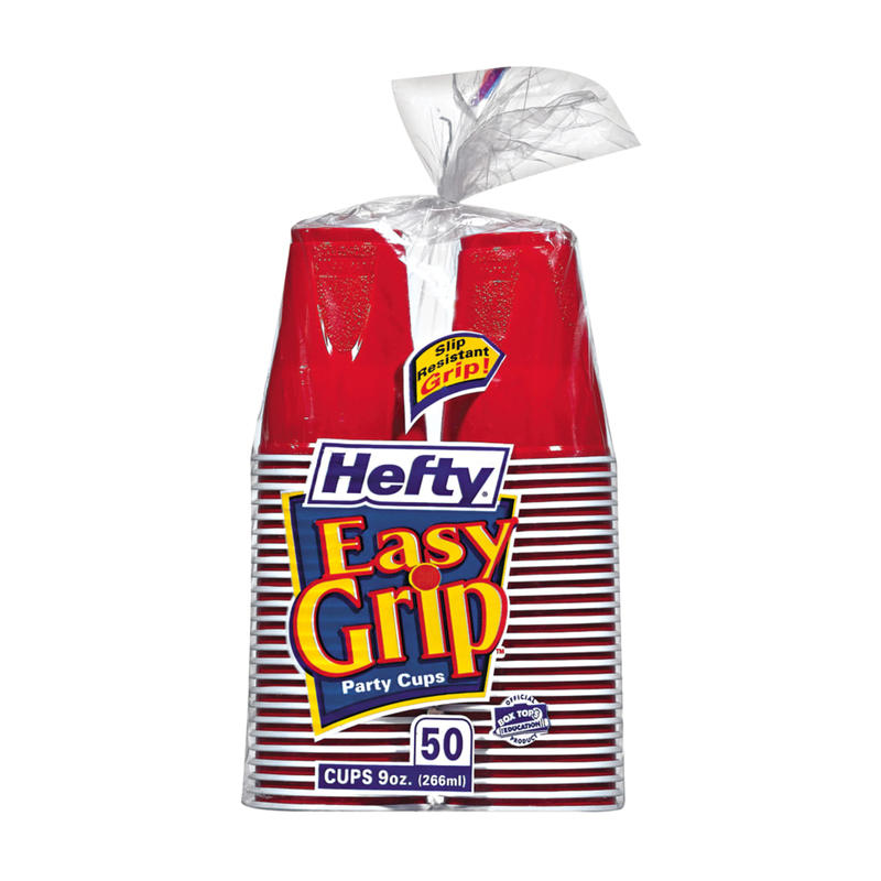Hefty Easy Grip Disposable Plastic Party Cups, 9 Oz, Red, Pack Of 50 (Min Order Qty 8) MPN:C20950