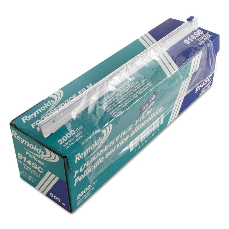 Reynolds Wrap PVC Food Wrap Film With Easy Glide Slide Cutter Box, 18in x 2, 000ft, Clear MPN:914SC