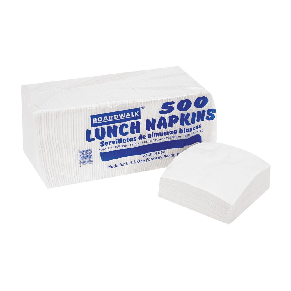 Boardwalk 1/4-Fold 1-Ply Lunch Napkins, 11in x 13in, White, Pack Of 500, Case Of 12 MPN:BWK-8310