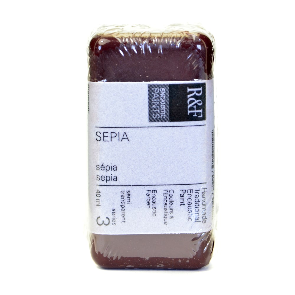 R & F Handmade Paints Encaustic Paint Cake, 40 mL, Sepia MPN:1033