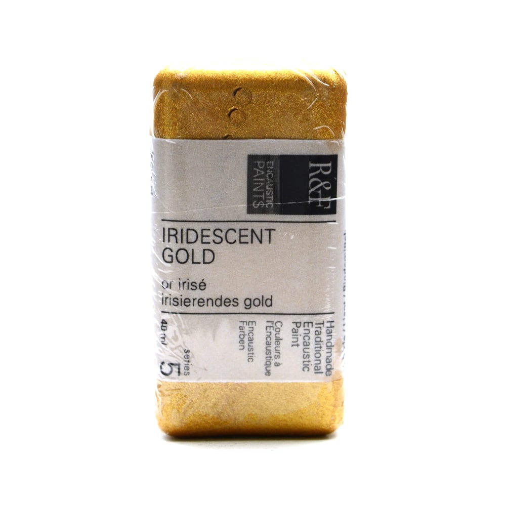 R & F Handmade Paints Encaustic Paint Cake, 40 mL, Iridescent Gold MPN:1085