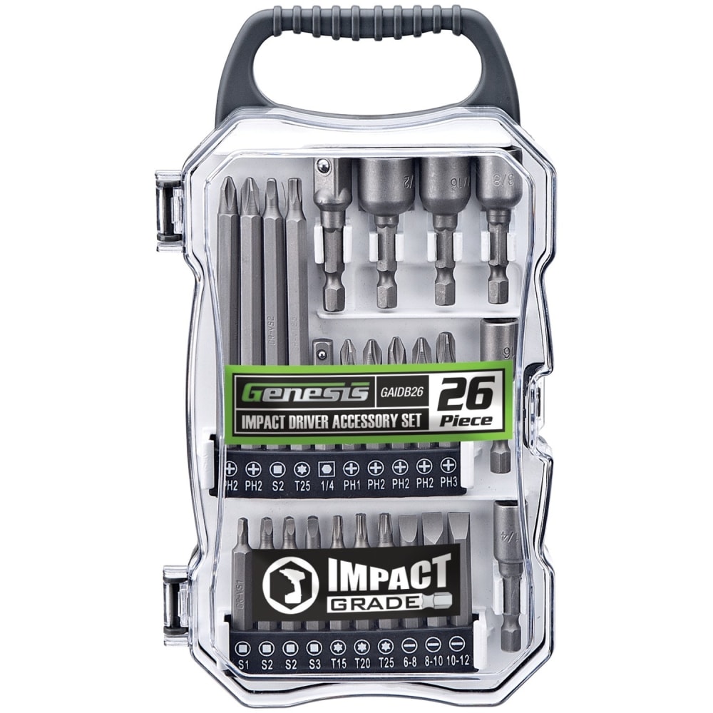 Genesis 26-Piece Impact Driver Accessory Set - Driver Bit: 1.70in Length MPN:GAIDB26