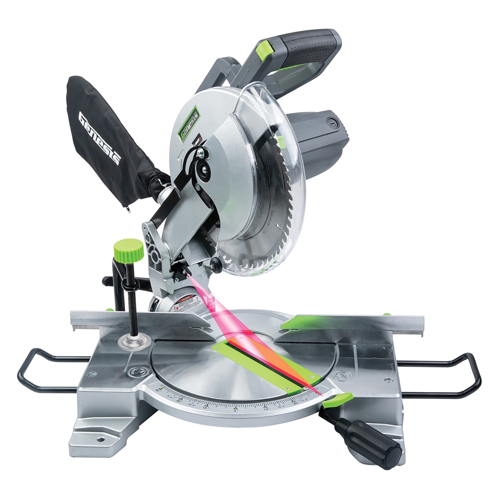 Genesis 15-Amp 10in Compound Miter Saw With Laser Guide And Blade, 18-1/2in x 12-5/8 x 21-1/2in, Silver/Black MPN:GMS1015LC