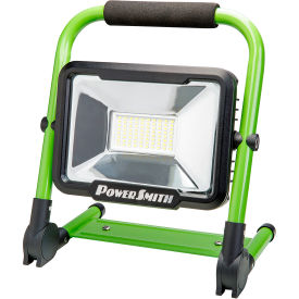 PowerSmith™ Foldable Rechargeable LED Work Light with Magnetic Base 3000 Lumens Black/Green PWLR030FM