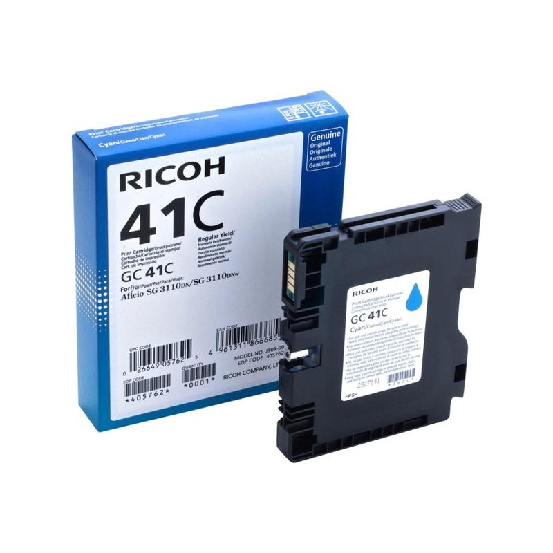 Ricoh GC 41C Cyan Ink Cartridge, 405762 MPN:405762