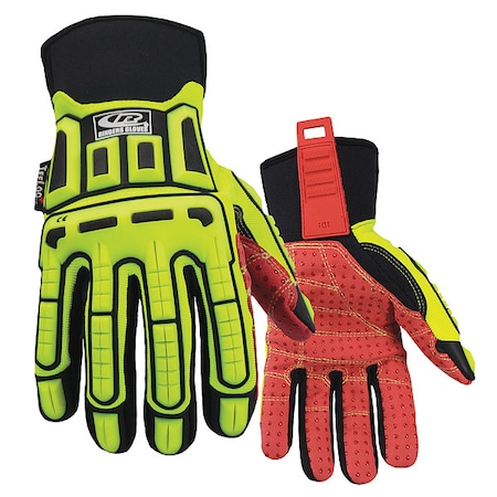 Roughneck Hi-Vis Cut Resistant Impact Gloves, Synthetic Leather Palm, XL MPN:270-11