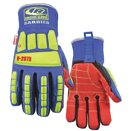 Impact Gloves, 2XL, Hi-Vis Green/Blue, PR MPN:297B-12