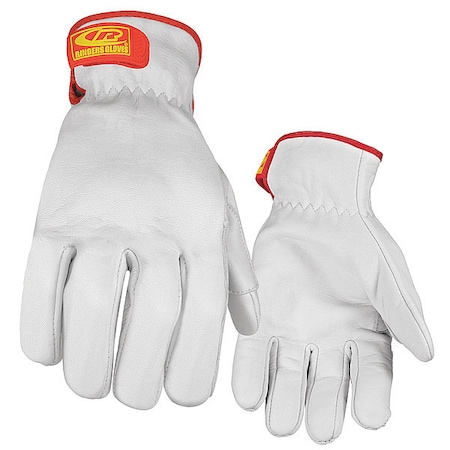 Leather Drivers Gloves, Hook-and-Loop Cuff, Keystone Thumb, White, 2XL, 1 PR MPN:664-12