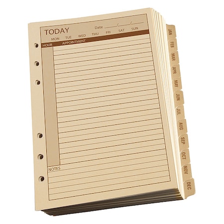 Planner Calendar Pages, Daily, 4-5/8 x7 in MPN:9260D