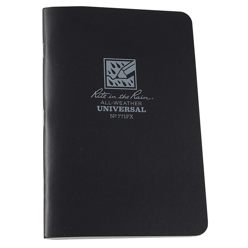Rite in the Rain All-Weather Stapled Notebooks, 4-5/8in x 7in, Black, 3 Notebooks Per Pack, Set Of 6 Packs MPN:771FX