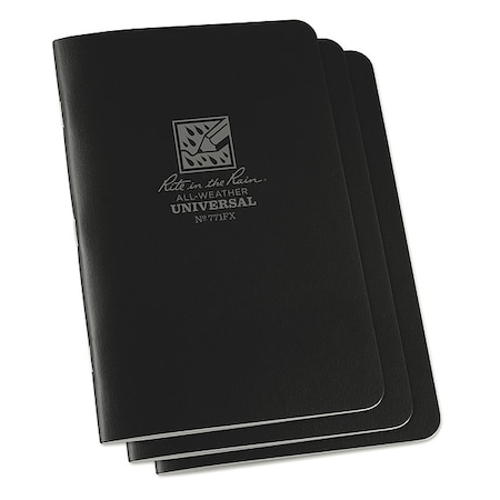 Notebook, Universal, 24 Sheets, Black, PK3 MPN:771FX