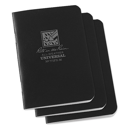 Notebook, Universal, 12 Sheets, Black, PK3 MPN:771FX-M