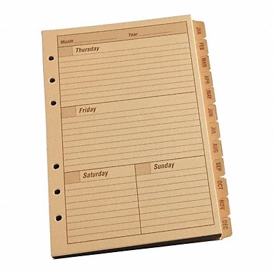 Planner Calendar Pages Weekly 5 x 7 in MPN:9260W